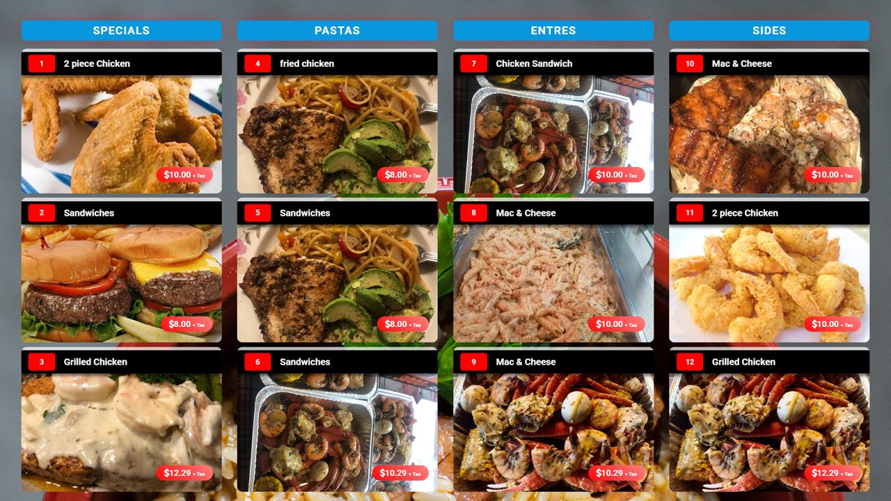 Special daily-specials digital menu board template with food photos